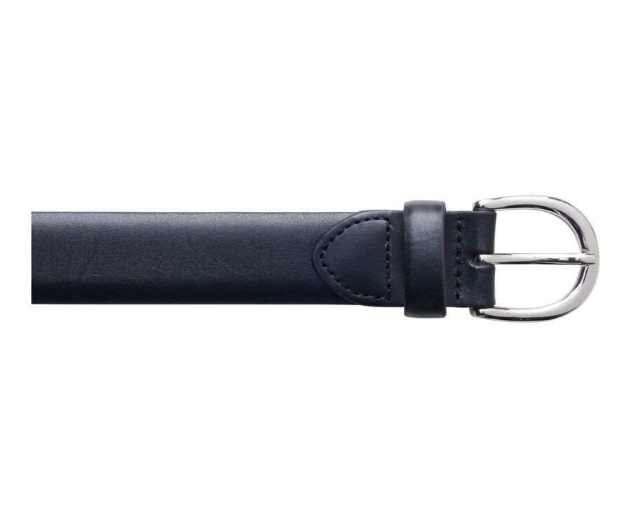 Black leather belt for men - SANDGATE SILVER