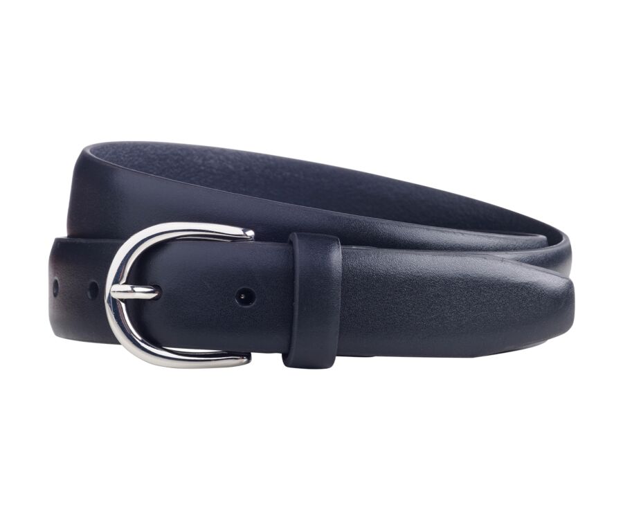 Black leather belt for men - SANDGATE SILVER