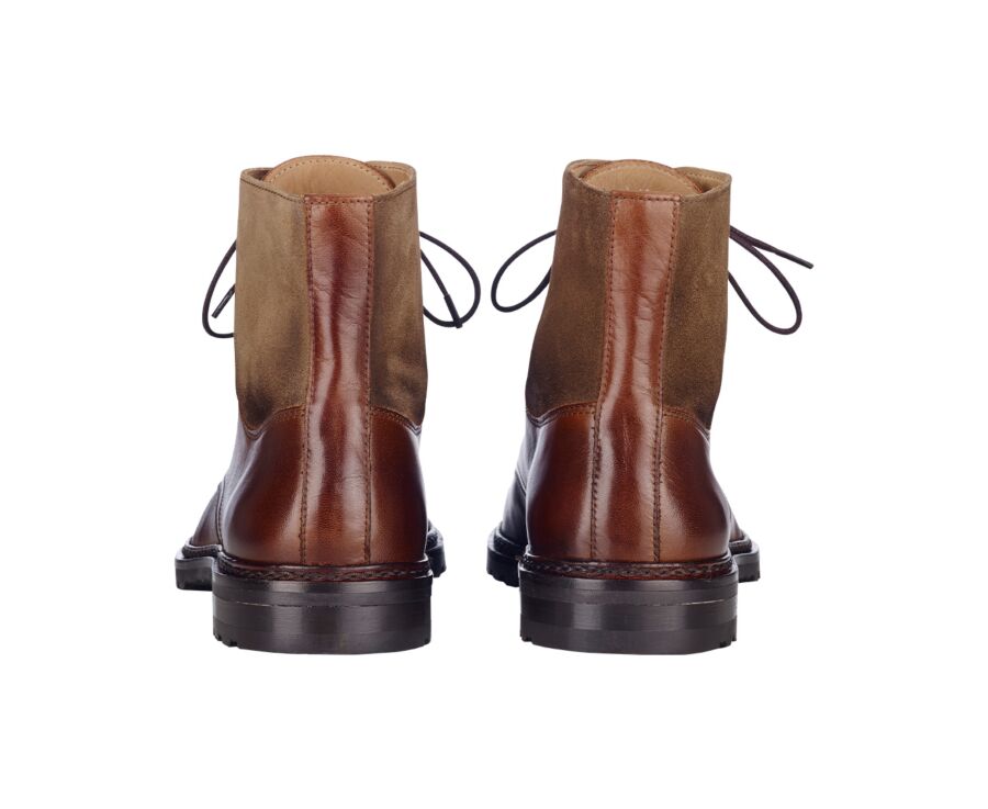 Patinated Cognac and Taupe lace-up Boots Derby shoes - IRVING II GOMME