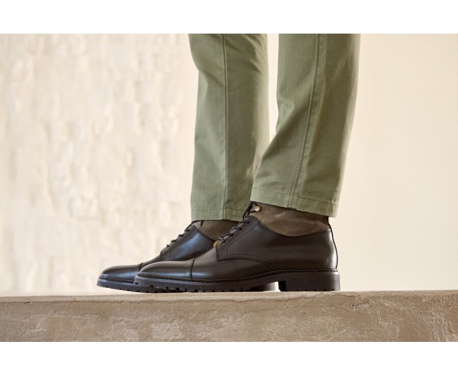 Black and Taupe Suede lace-up Boots Derby shoes - IRVING II GOMME