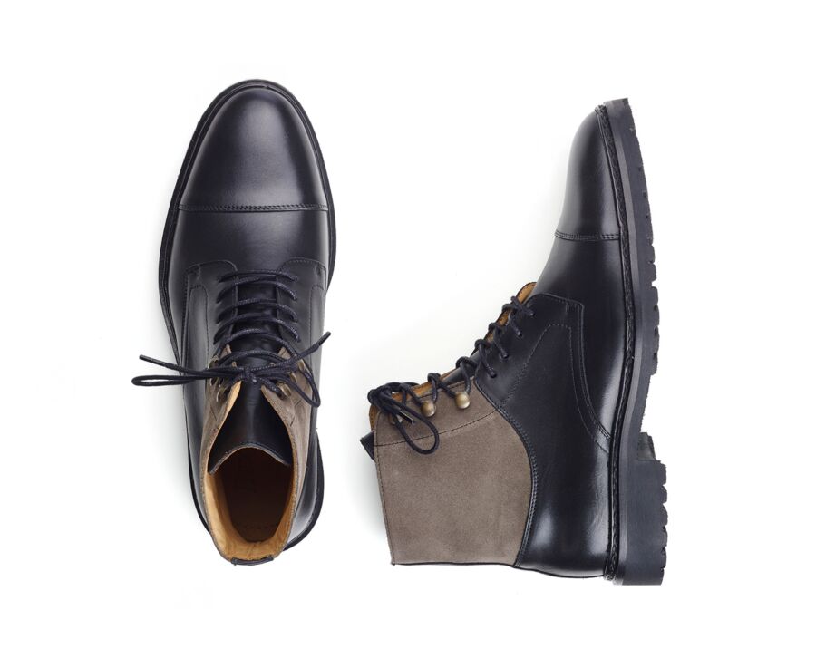 Black and Taupe Suede lace-up Boots Derby shoes - IRVING II GOMME
