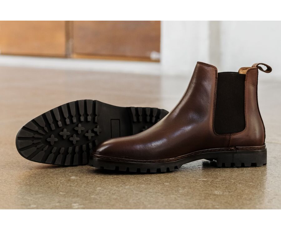 Men's Chocolate Patina Chelsea Boots - WALTERSTON GOMME