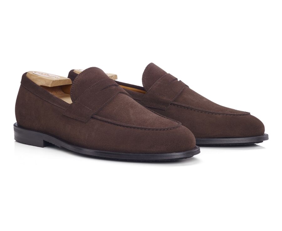 Brown suede men's loafers - DERYBROOK