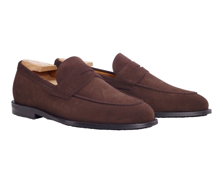 Brown suede men's loafers - DERYBROOK