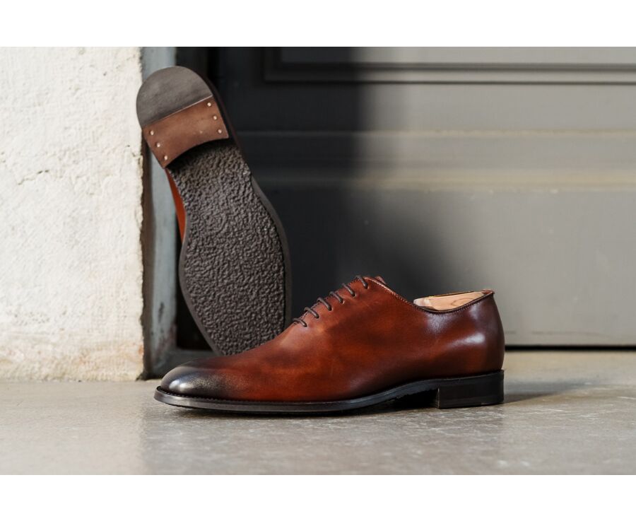 Men's patina Cognac oxford shoes - STANFORD GOMME
