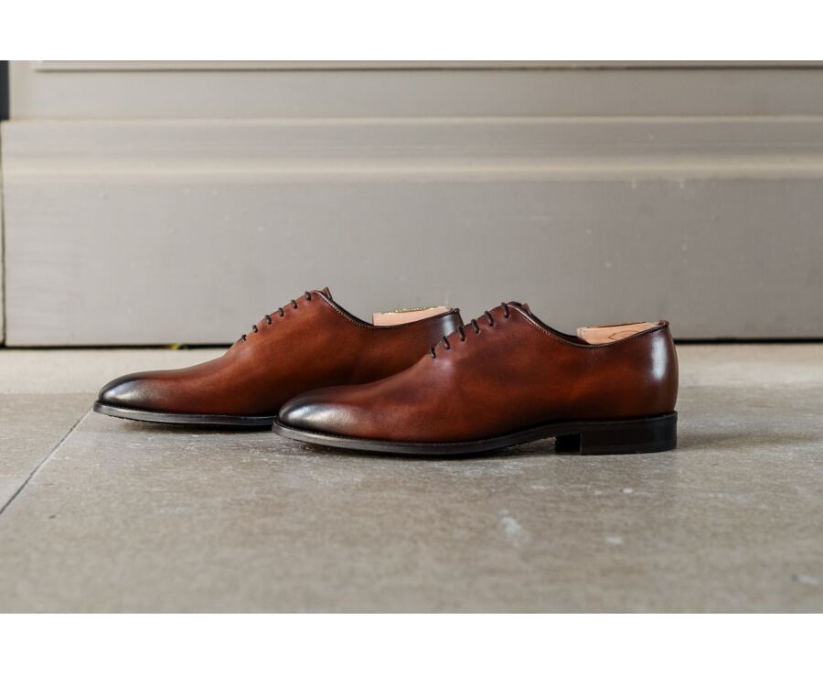 Men's patina Cognac oxford shoes - STANFORD GOMME