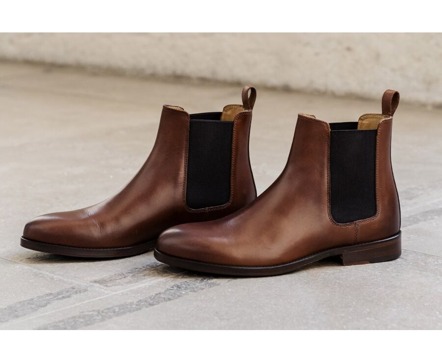 Men's Chelsea Boots in Chestnut Patina - DOVON PATIN