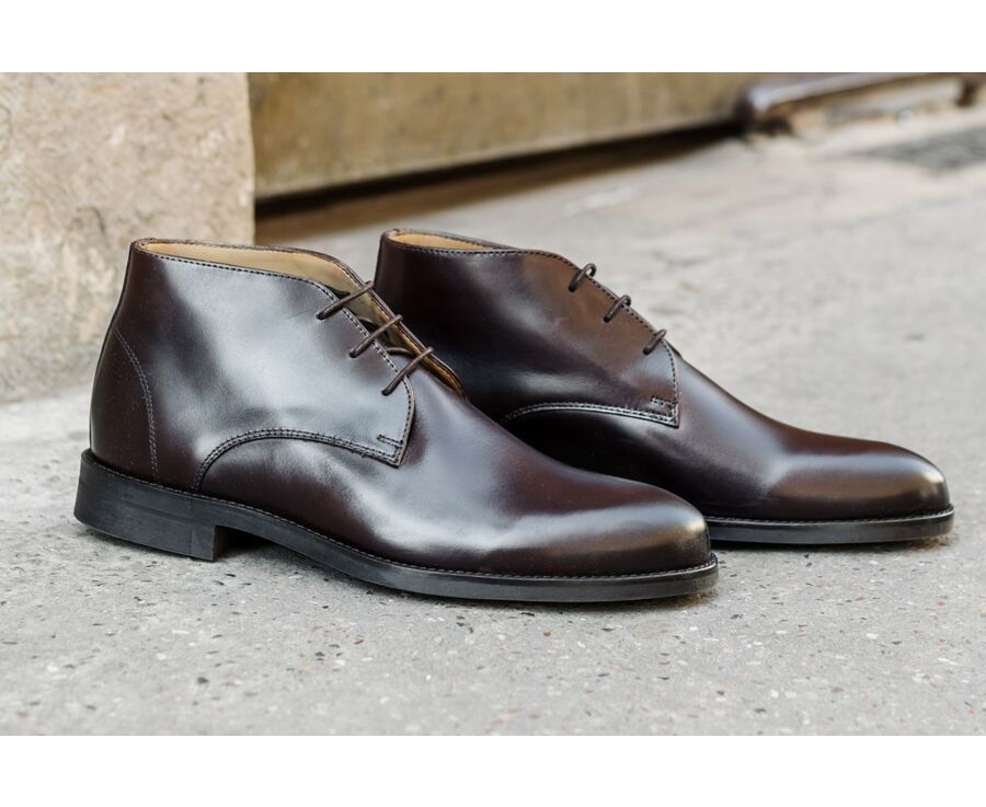 Chocolate Men's leather Low Boots  - WATFORD II GOMME CITY