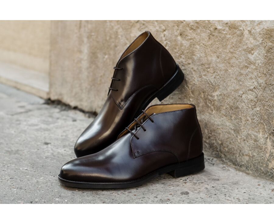 Chocolate Men's leather Low Boots  - WATFORD II GOMME CITY