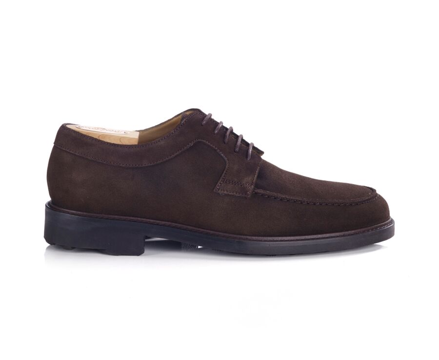 Bitter Chocolate Suede Derby Shoes - Rubber outsole - HUDSON II GOMME COUNTRY