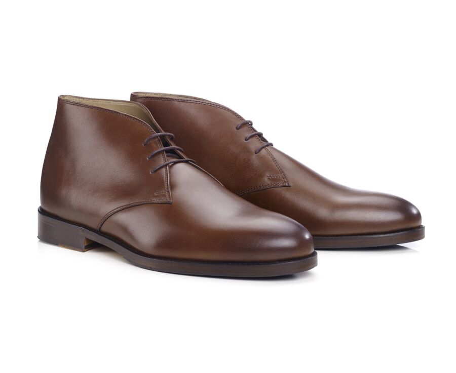 Patina Chestnut Men's leather Low Boots  - DOVAM PATIN