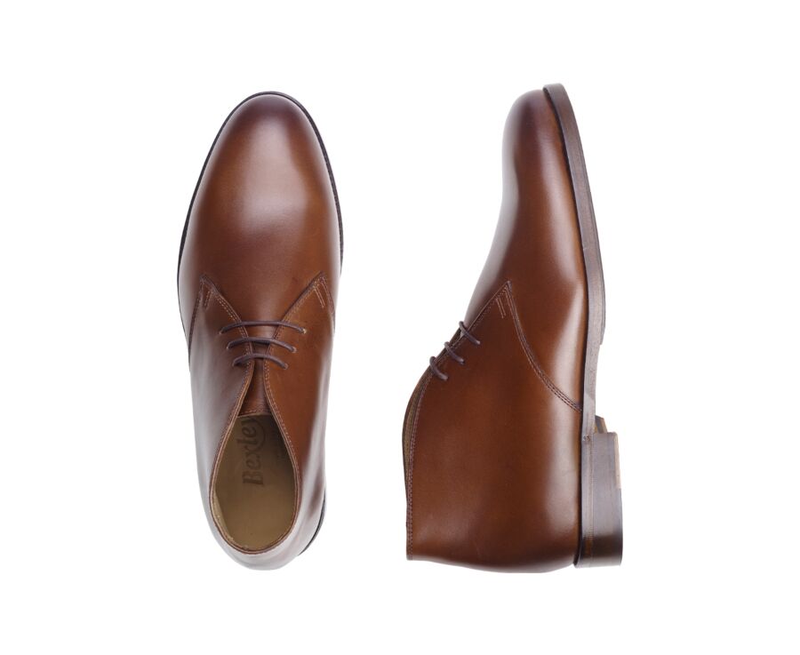 Patina Chestnut Men's leather Low Boots  - DOVAM PATIN