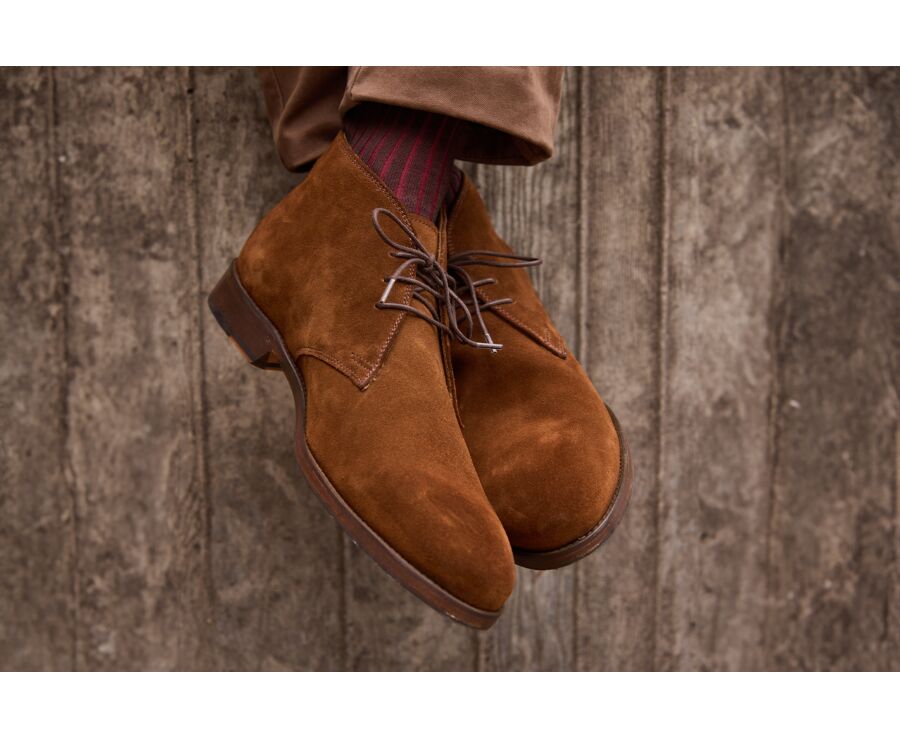 Havana Suede Men's leather Low Boots  - DOVAM PATIN