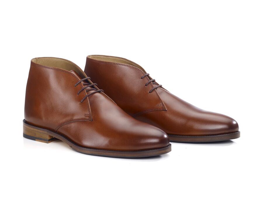 Patina Cognac Men's leather Low Boots  - DOVAM PATIN