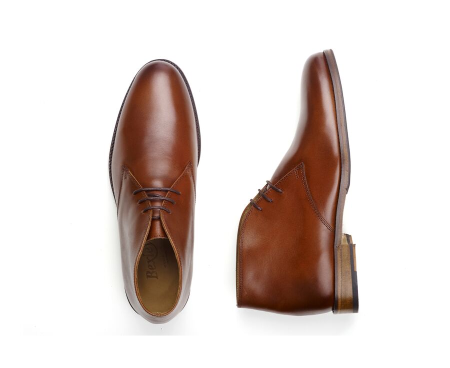 Patina Cognac Men's leather Low Boots  - DOVAM PATIN