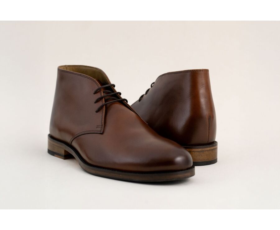 Patina Cognac Men's leather Low Boots  - DOVAM PATIN