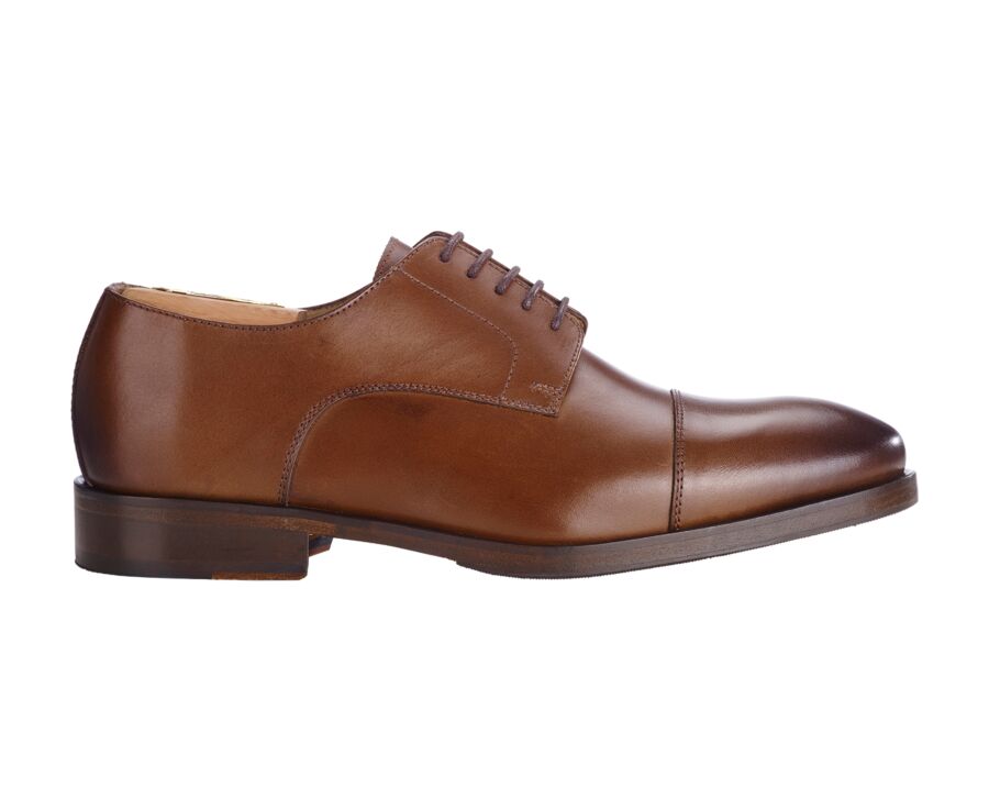Men's Derbies Patina Chestnut leather sole with rubber pad - MAYWELL PATIN
