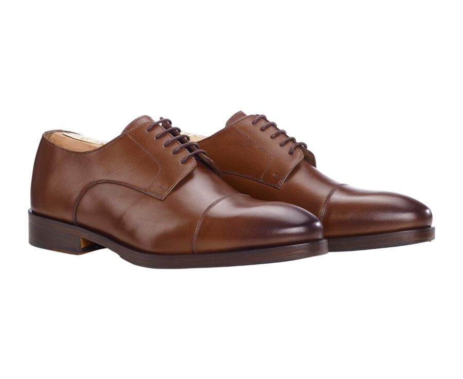 Men's Derbies Patina Chestnut leather sole with rubber pad - MAYWELL PATIN