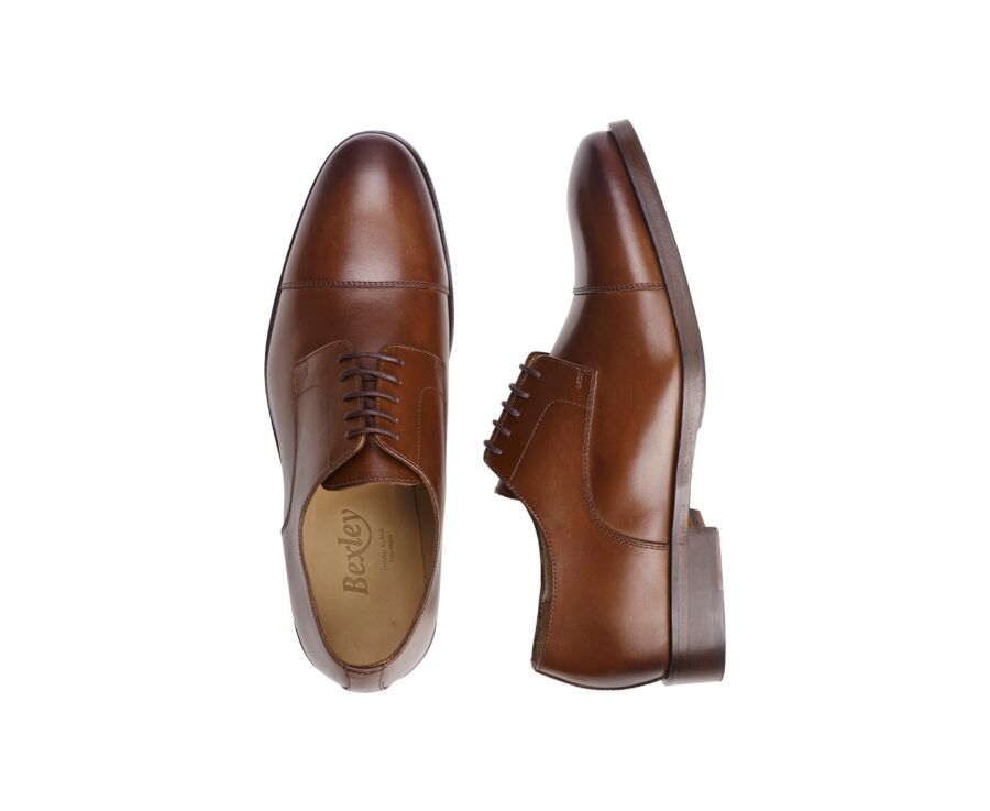 Men's Derbies Patina Chestnut leather sole with rubber pad - MAYWELL PATIN