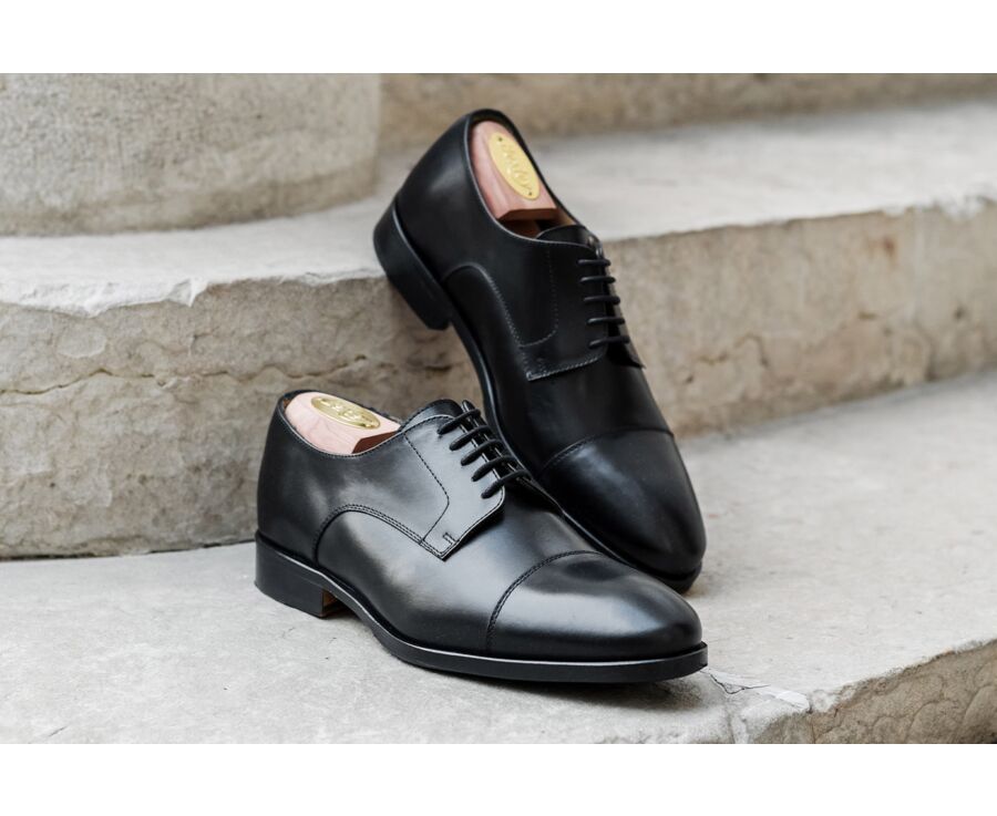 Men's Derbies Black leather sole with rubber pad - MAYWELL PATIN