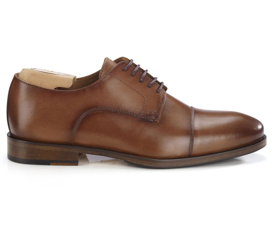 Men's Derbies Patina Cognac leather sole with rubber pad - MAYWELL PATIN