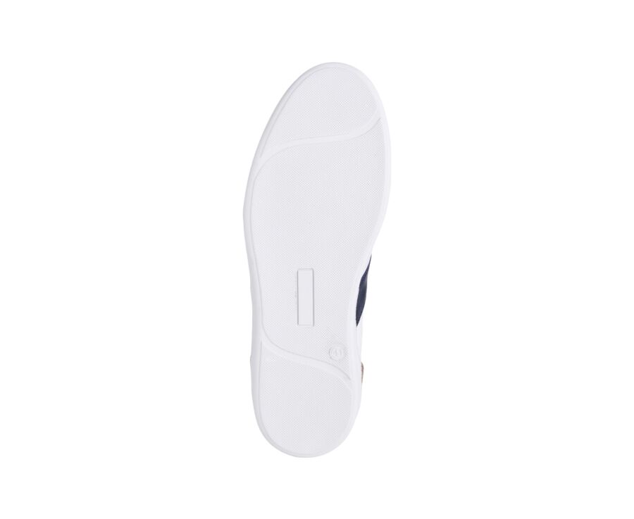 White Chocolate and Navy Men's leather Trainers - BALLAARA
