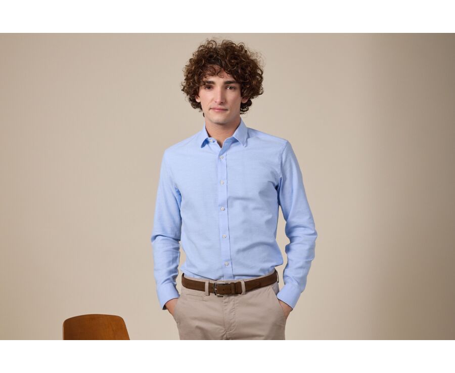 Sky Blue Cotton Linen Shirt - THEONEL