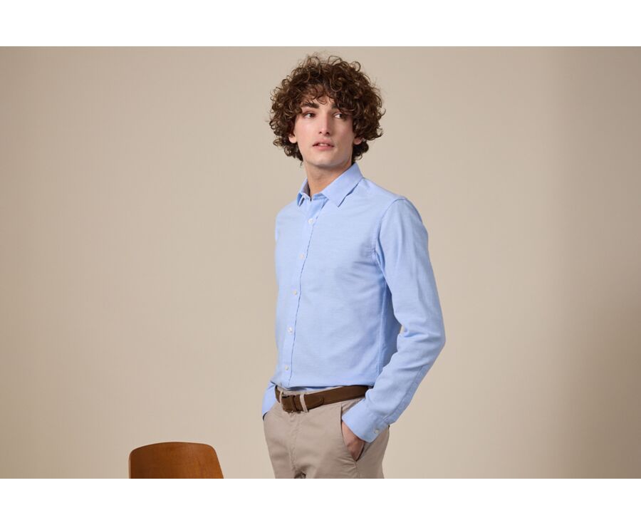 Sky Blue Cotton Linen Shirt - THEONEL