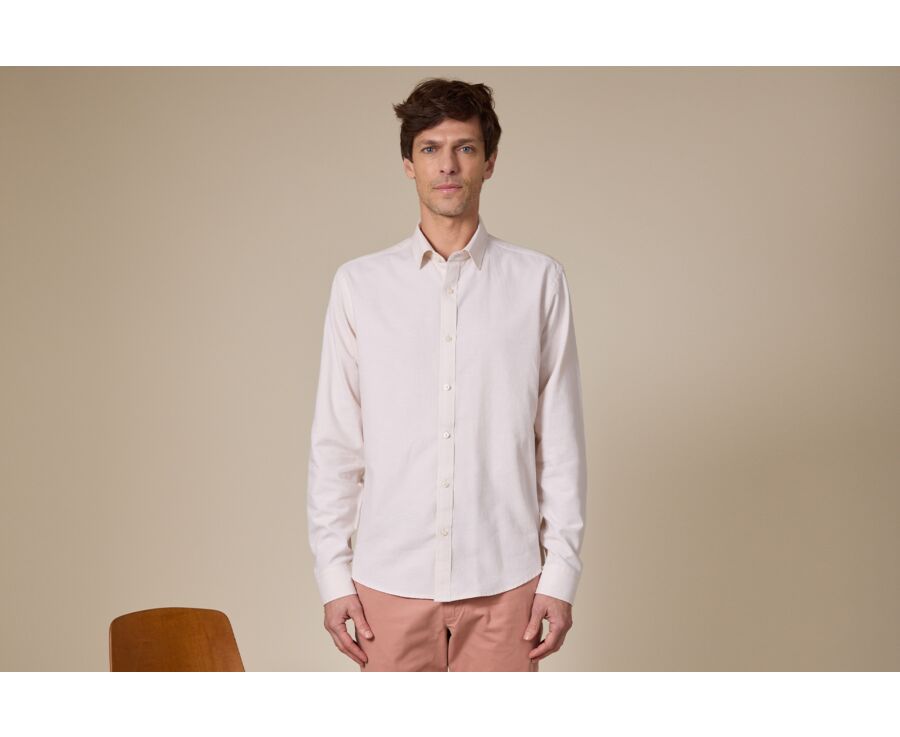 Ecru Cotton Linen Shirt - THEONEL