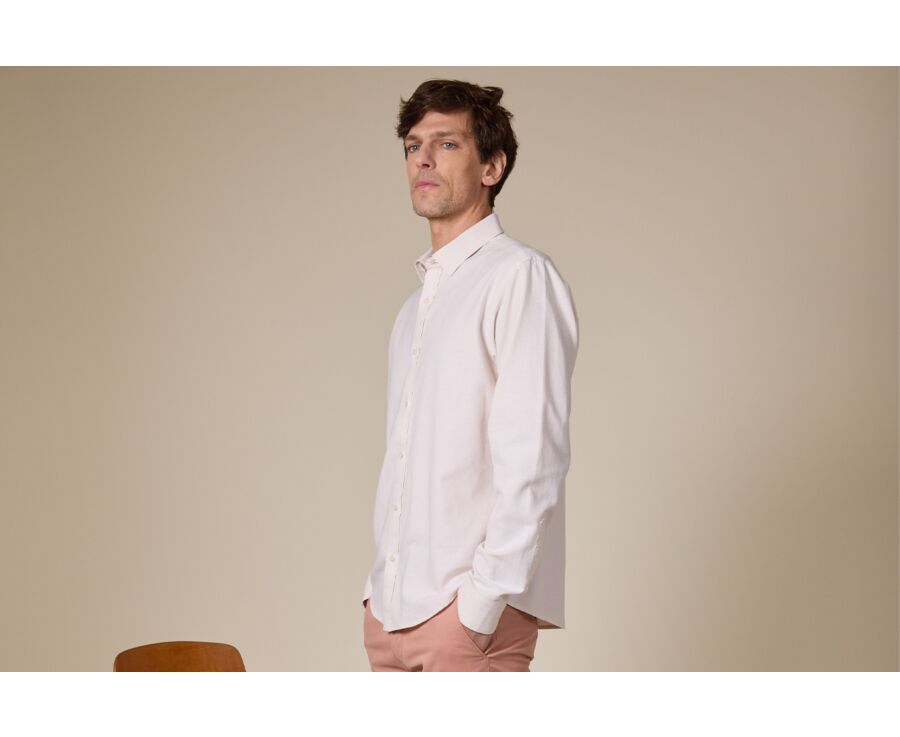 Ecru Cotton Linen Shirt - THEONEL