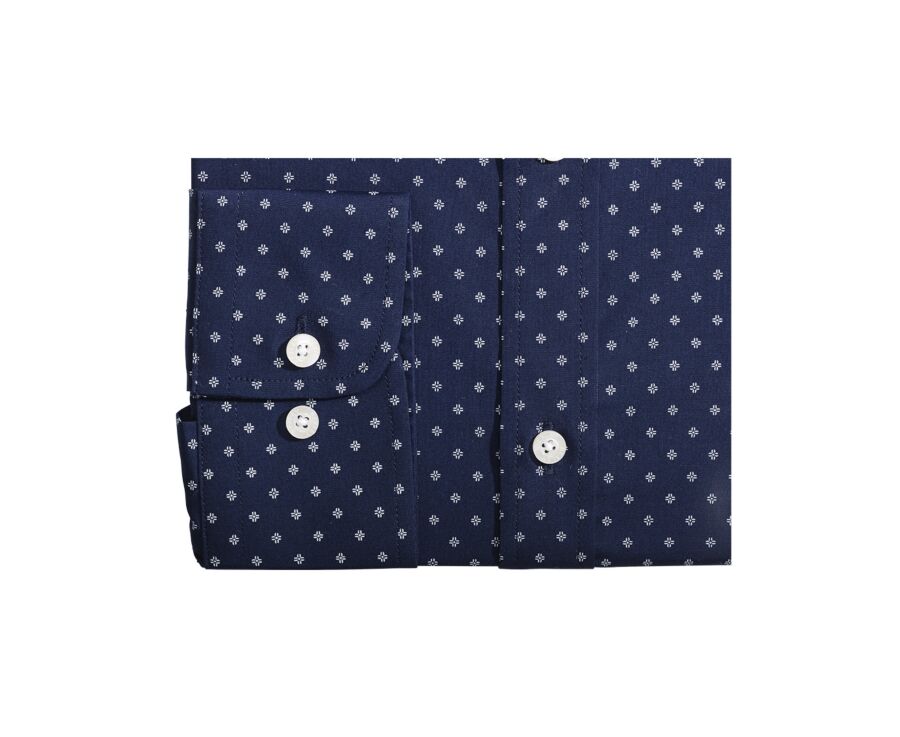 Navy Blue shirt with white prints - Straight collar - ALPHIDE