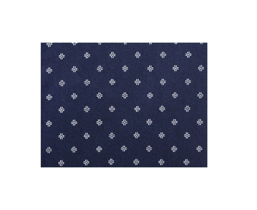 Navy Blue shirt with white prints - Straight collar - ALPHIDE