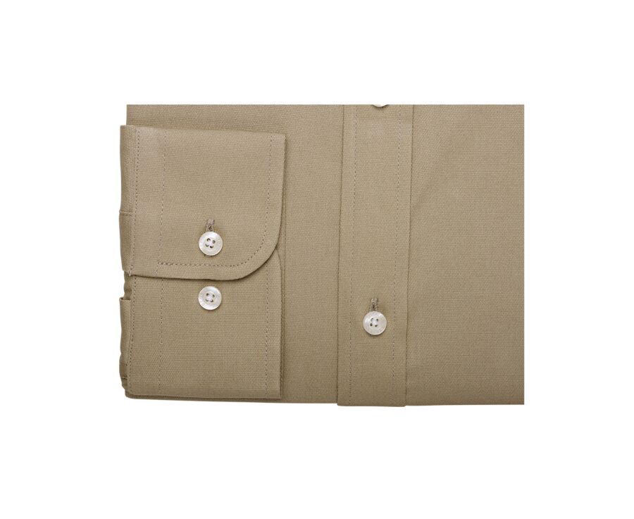 Beige Textured Cotton Shirt - French Collar - TILMOND