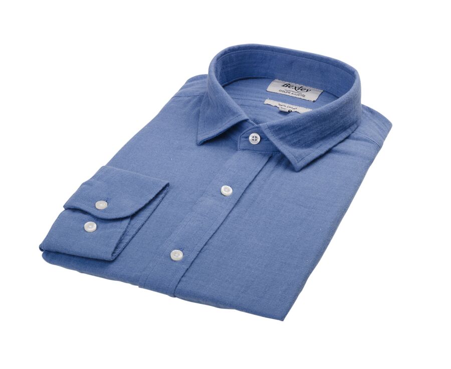 Blue Cotton Shirt - French Collar - SYLVIEN