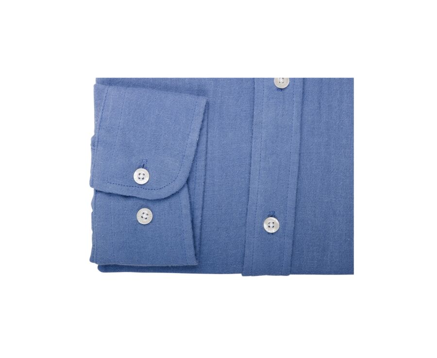 Blue Cotton Shirt - French Collar - SYLVIEN
