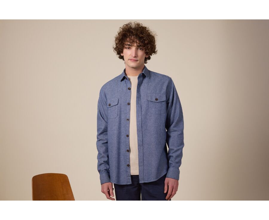 Men's overshirt in cotton/linen denim - CORANTIN