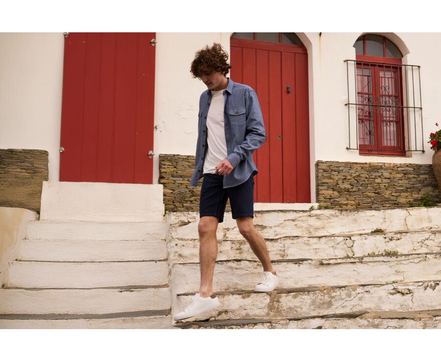 Men's overshirt in cotton/linen denim - CORANTIN