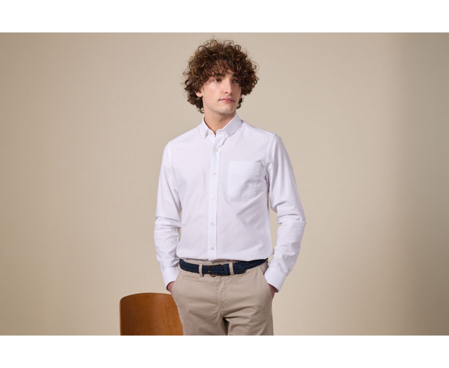 Oxford Shirt for Men –  White, American collar  - BRADFORD II