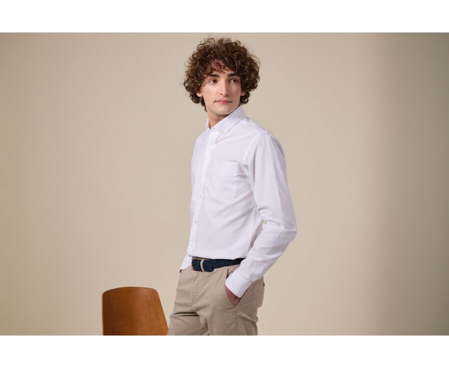 Oxford Shirt for Men –  White, American collar  - BRADFORD II