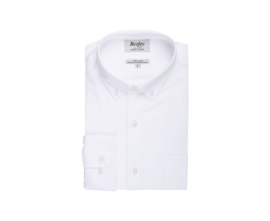Oxford Shirt for Men –  White, American collar  - BRADFORD II