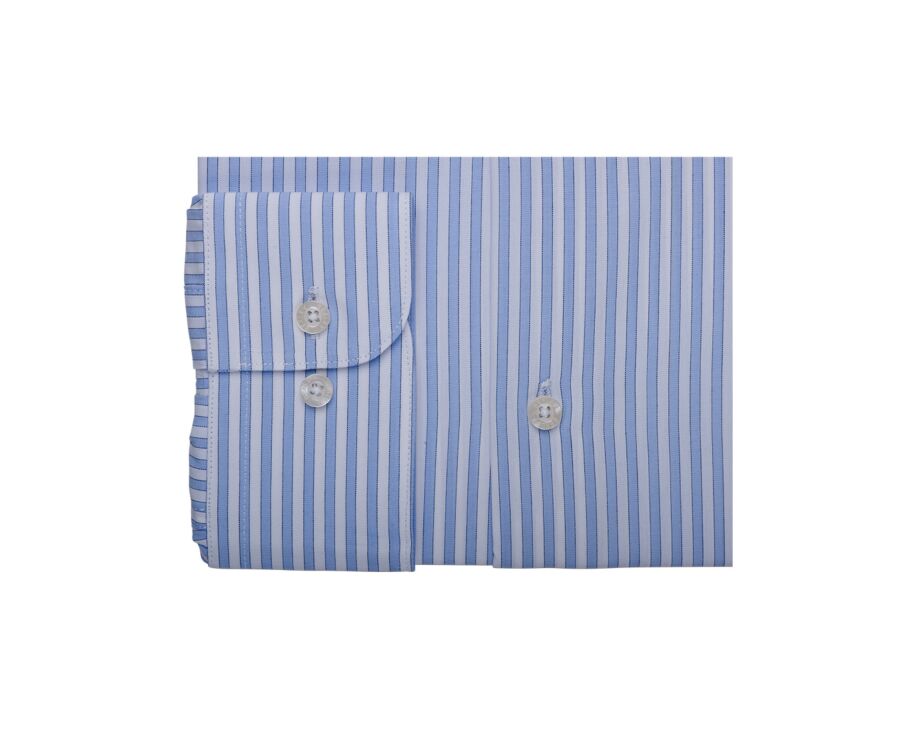 Light blue and white striped shirt - French collar - LEONDRE