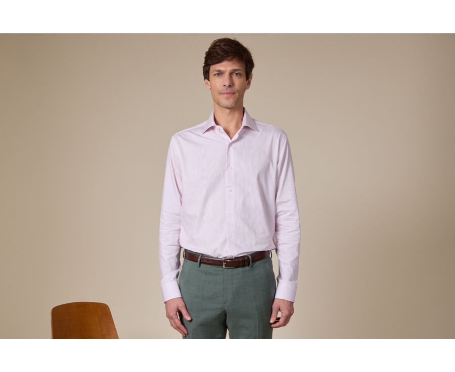 White & Red striped shirt - Italian collar - SANTINO