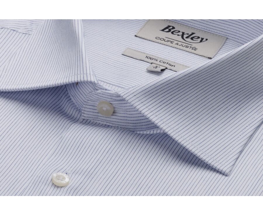 White and navy striped shirt - Italian collar - SANTINO