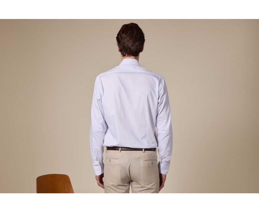 White and navy striped shirt - Italian collar - SANTINO