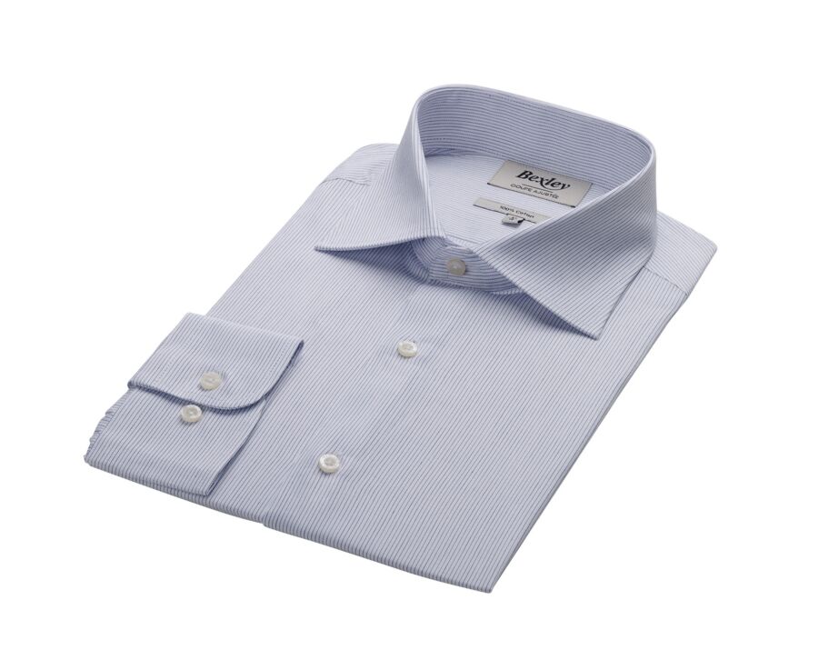 White and navy striped shirt - Italian collar - SANTINO