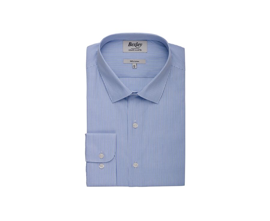 Soft Blue Cotton shirt - French collar - ANDRIEN CLASSIC