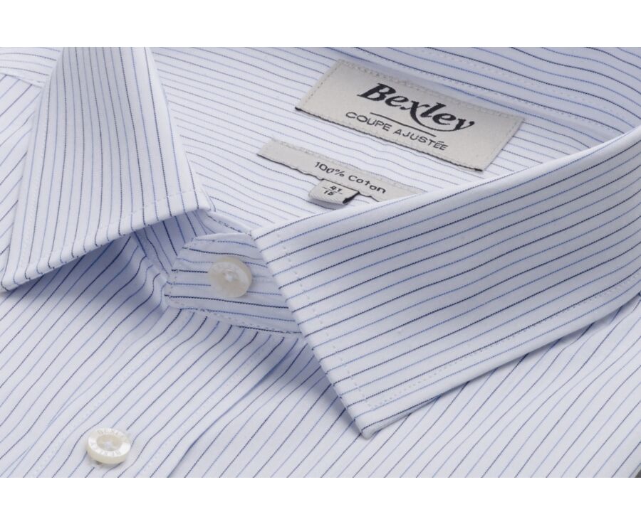 Navy White and Blue striped poplin shirt - CLAIREMONT