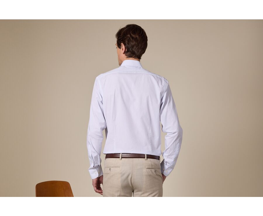 Navy White and Blue striped poplin shirt - CLAIREMONT