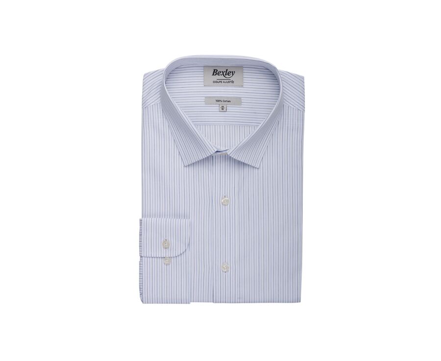 Navy White and Blue striped poplin shirt - CLAIREMONT