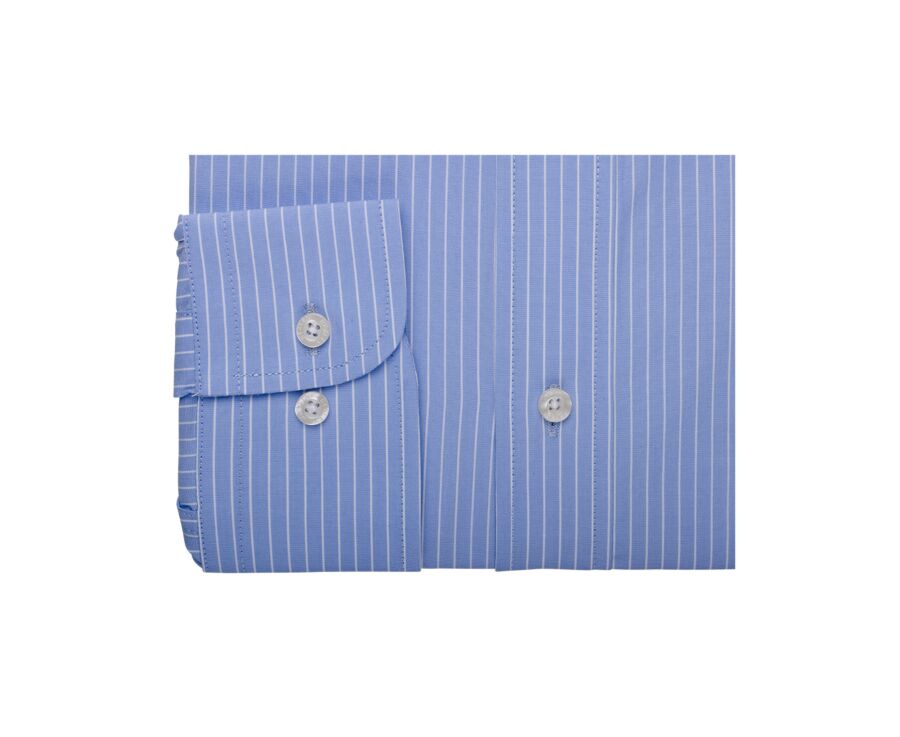 Blue printed shirt - white stripes - Straight collar - BERTHOD